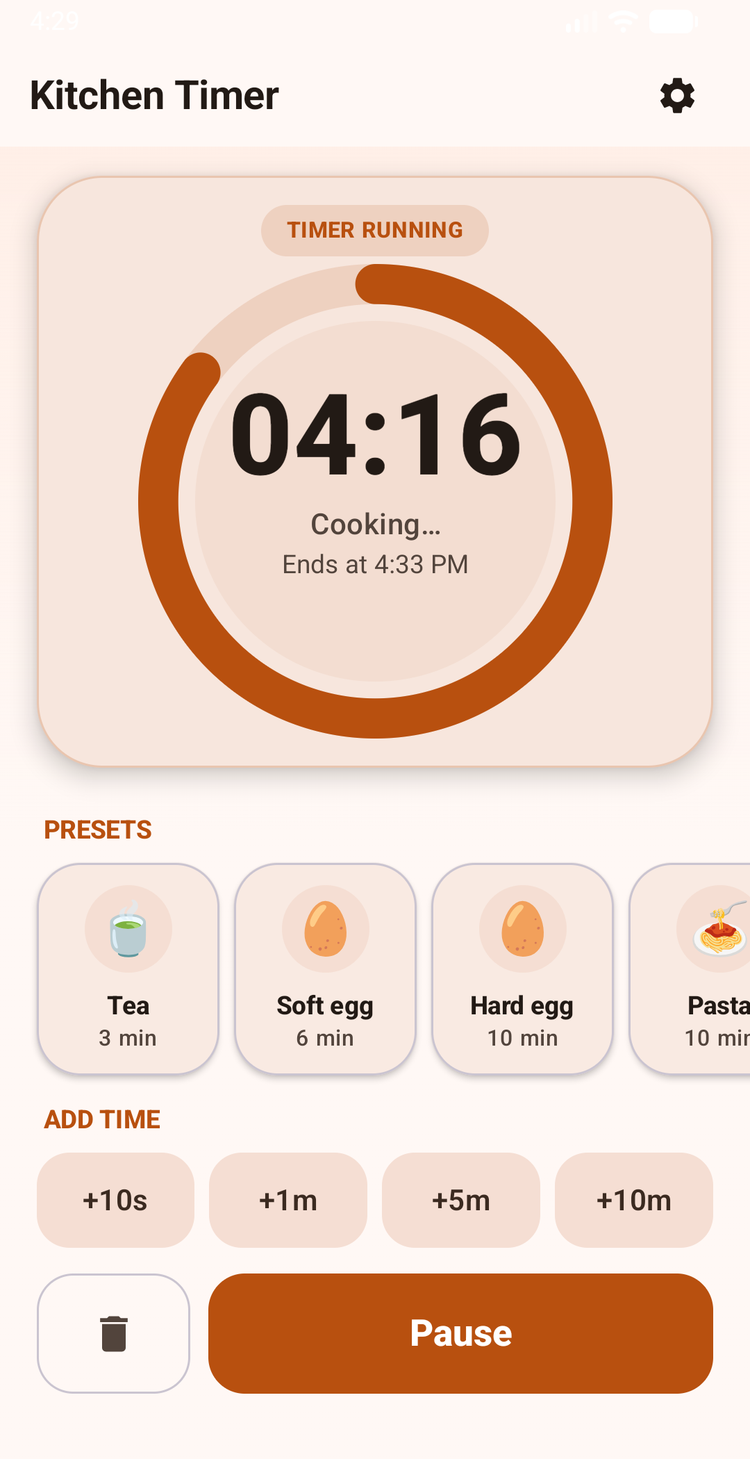 Kitchen Timer counting down